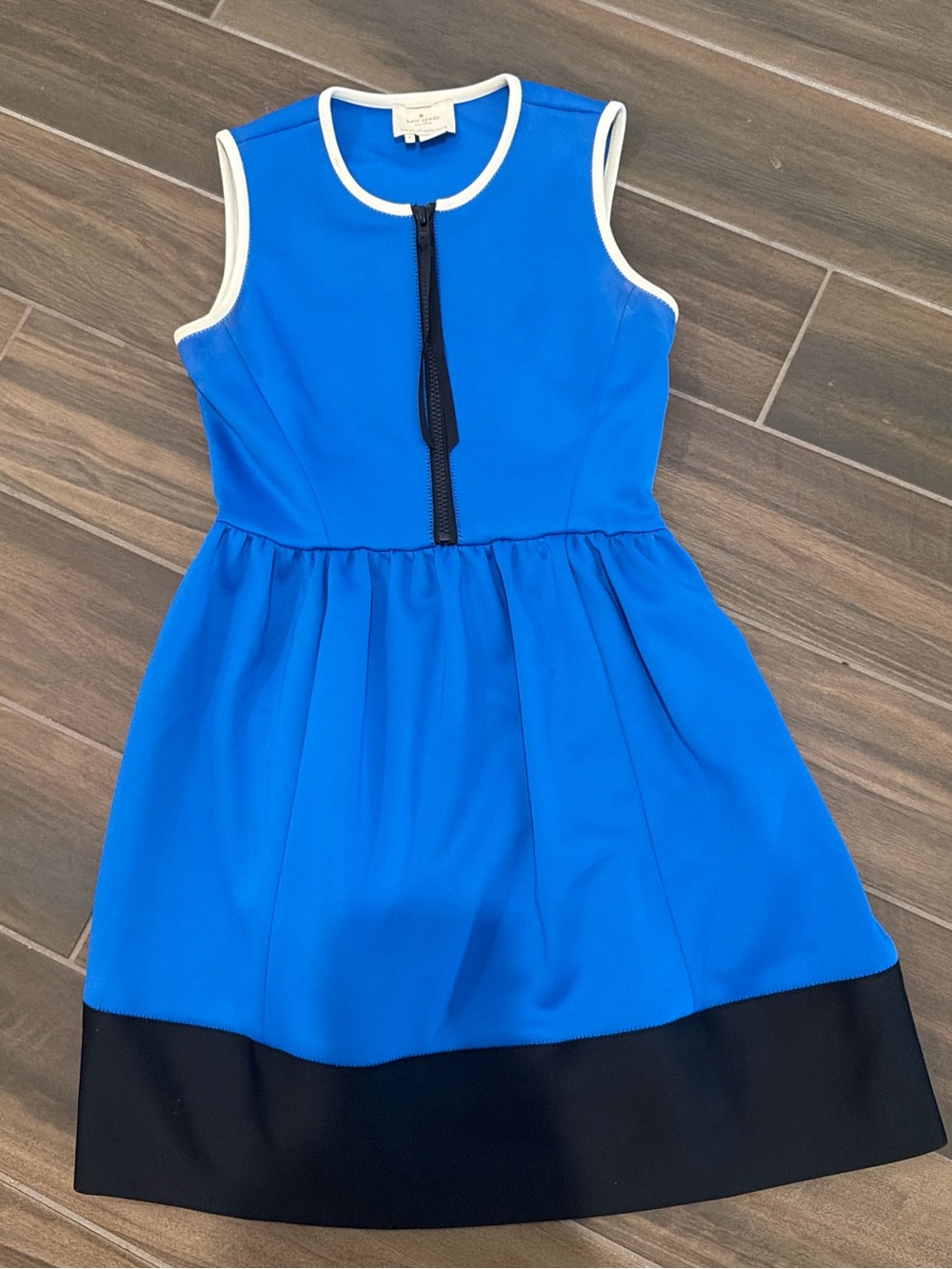 kate spade Bright Blue Sleeveless Dress with Black Hem